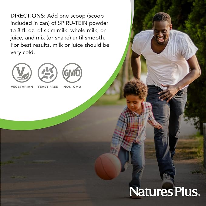 Natures Plus SPIRU-TEIN Shake - Cookies & Cream - 2.3 lbs, Spirulina Protein Powder - Plant Based Meal Replacement, Vitamins & Minerals for Energy - Vegetarian - 30 Servings