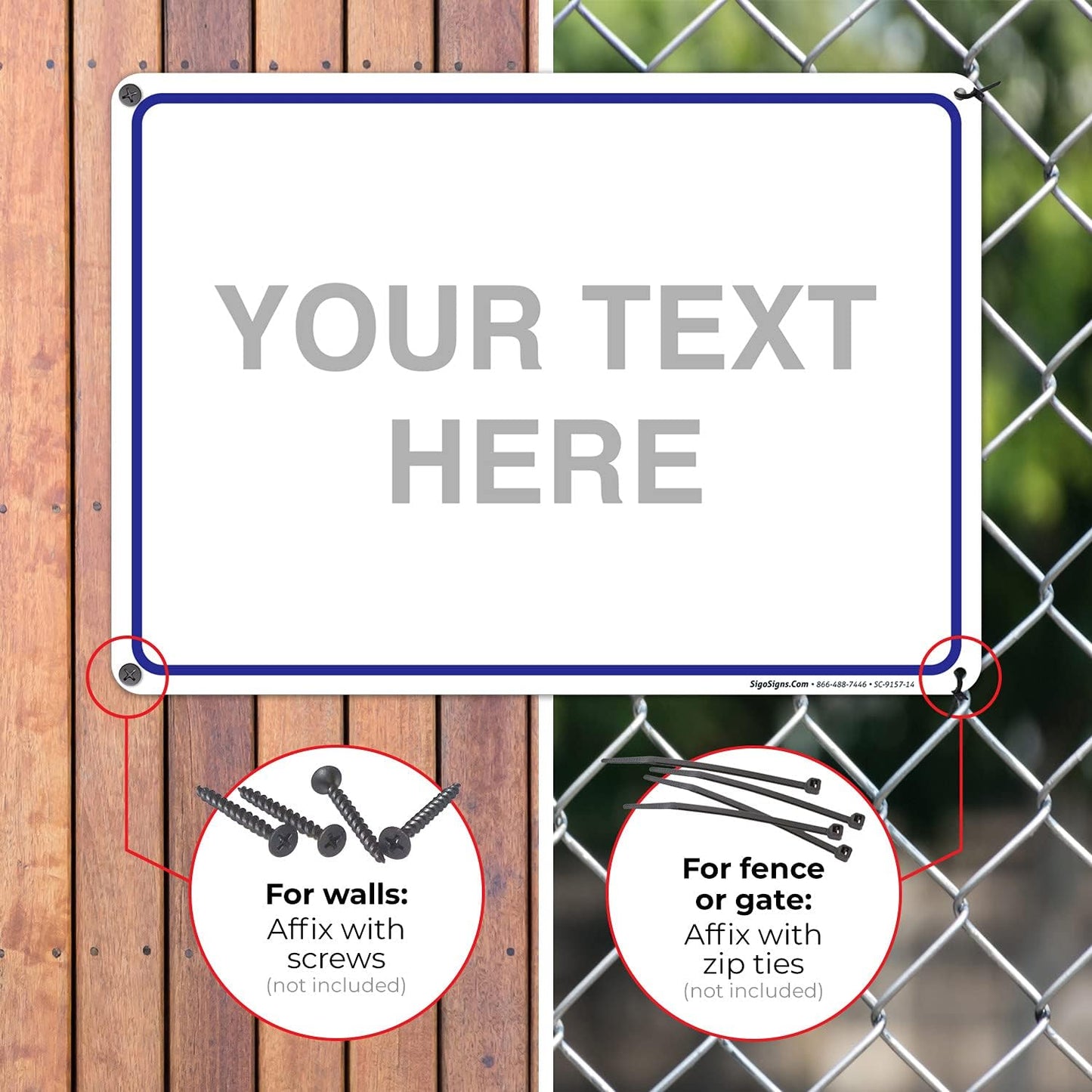 Custom Sign, Personalized Metal Signs, Customize for Office, Business, Workplace, Home, Airbnb, Delivery Blue Signs, 10x14 Inches, Rust Free .040 Aluminum, Fade Resistant, Made in USA by Sigo Signs