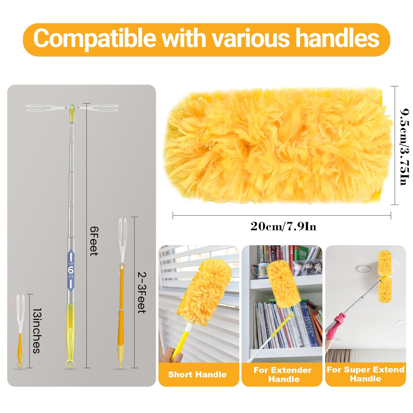 Bpbdzz 360° Heavy Duty Duster Refills for Swiffer Duster, 40 Count Duster Refills with 1 Handle, Multisurface Dusters, Disposable Dusters for Cleaning (Yellow)