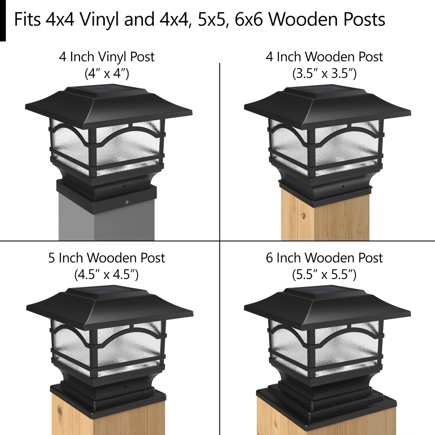 Davinci Lighting enhanced Solar Post Cap Lights - 2 Pack, Slate Black, Bright Led For 4X4 5X5 6X6 Fence, Deck, Garden Or Patio