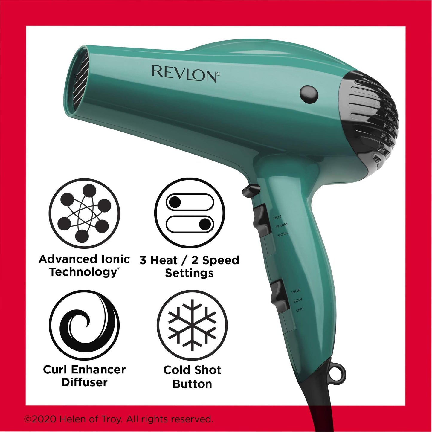 REVLON Volume Booster Hair Dryer with Diffuser | Voluminous Lift and Body | 1875W Blow Dryer with Ionic Technology for Salon Sty
