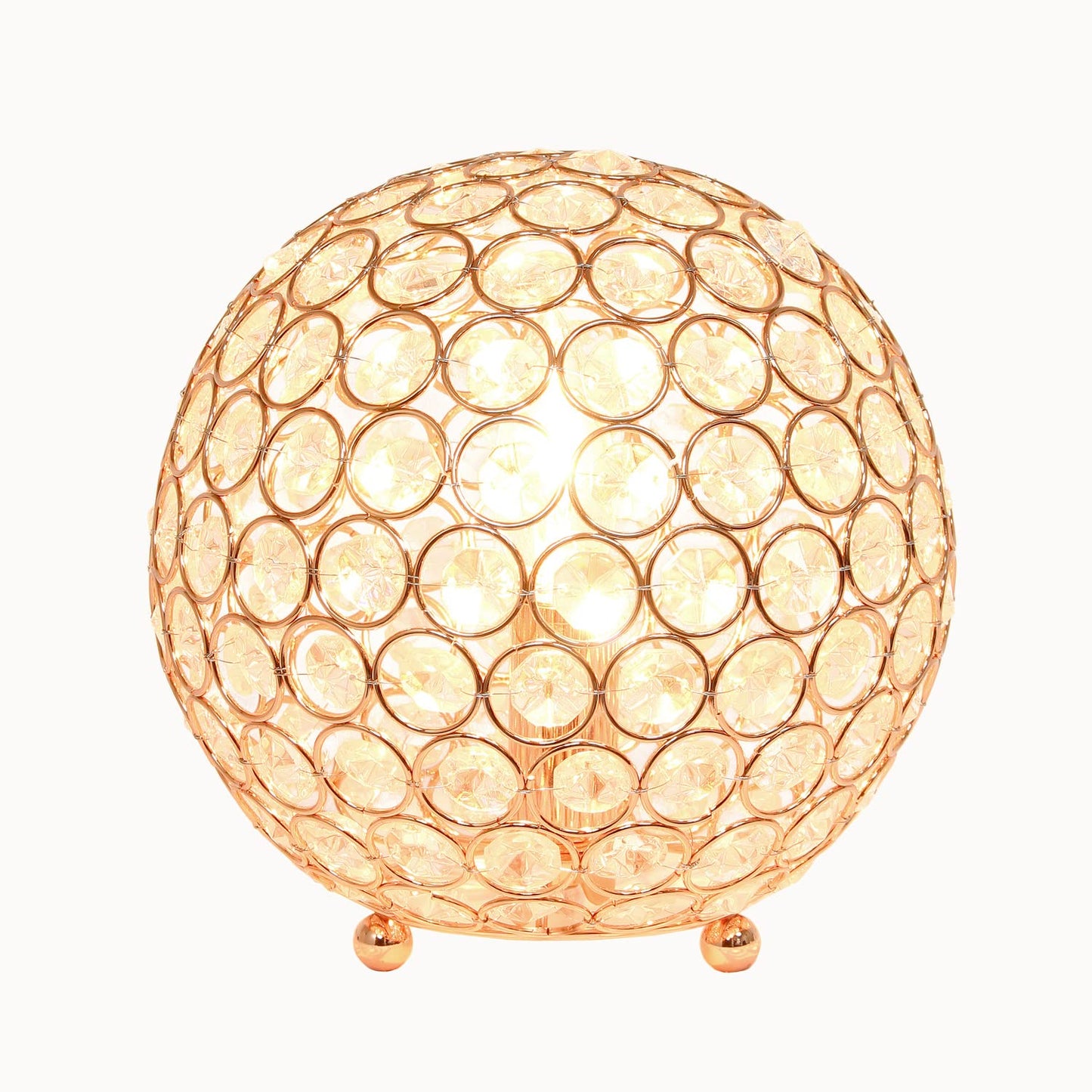 LALIA HOME Elipse Medium 8in Round Metal Crystal Table Lamp - Rose Gold, Model 1270-LHT-3009-RG