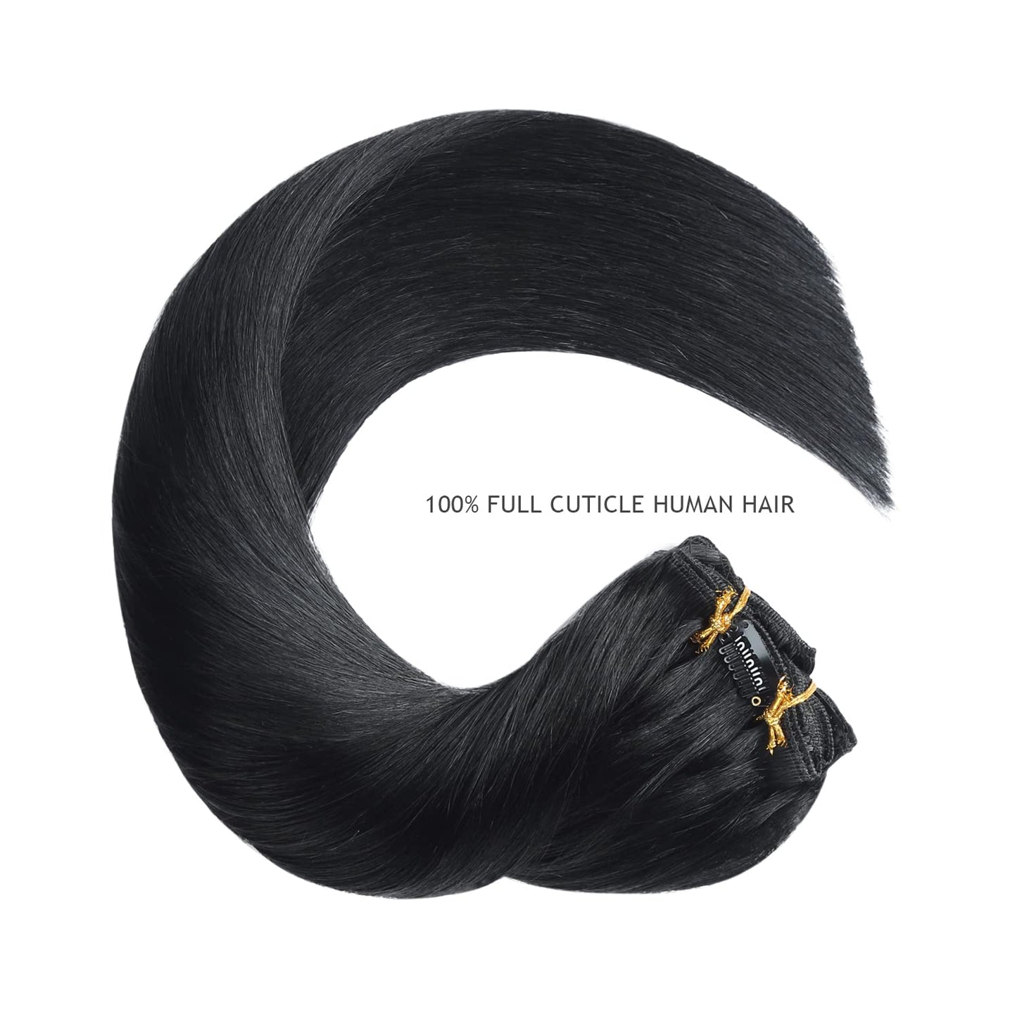 YILITE Clip in Hair Extensions Real Human Hair, Jet Black Human Hair Extensions Clip ins 8Pcs/Pack 110g Natural Silky Double Wef
