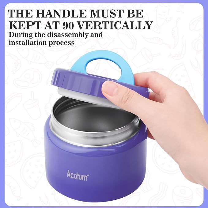 Insulated Thermo Food Jar for Kids - 12 Oz Capacity, Suitable for Hot & Cold Foods, Leak-Proof Vacuum Stainless Steel Design with Wide Mouth for Lunches, Soups and Travel