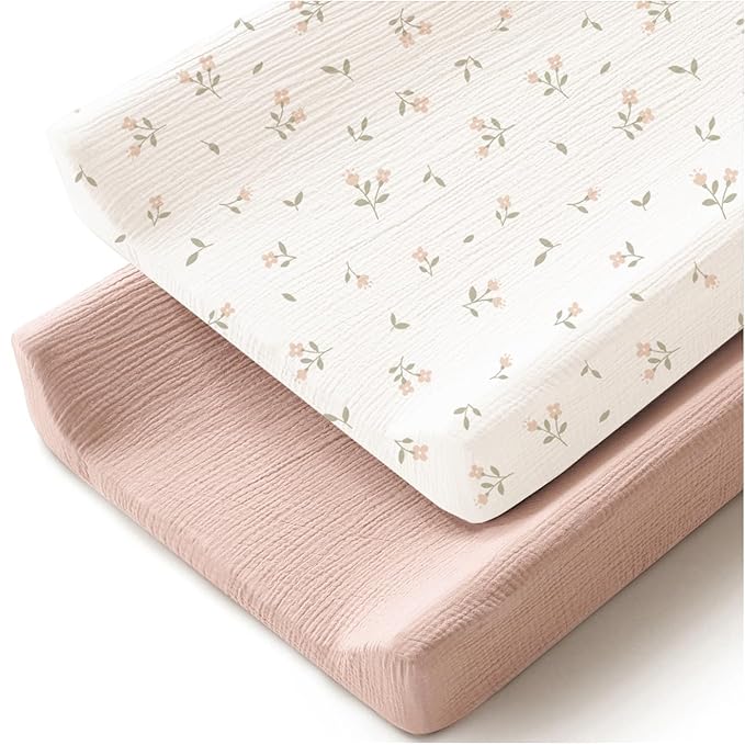 Changing Pad Cover for Neutral Baby Muslin Soft Cotton Diaper Changing Table Pad Cover Changing Pad Sheets for Girls and Boys - 2 Pack