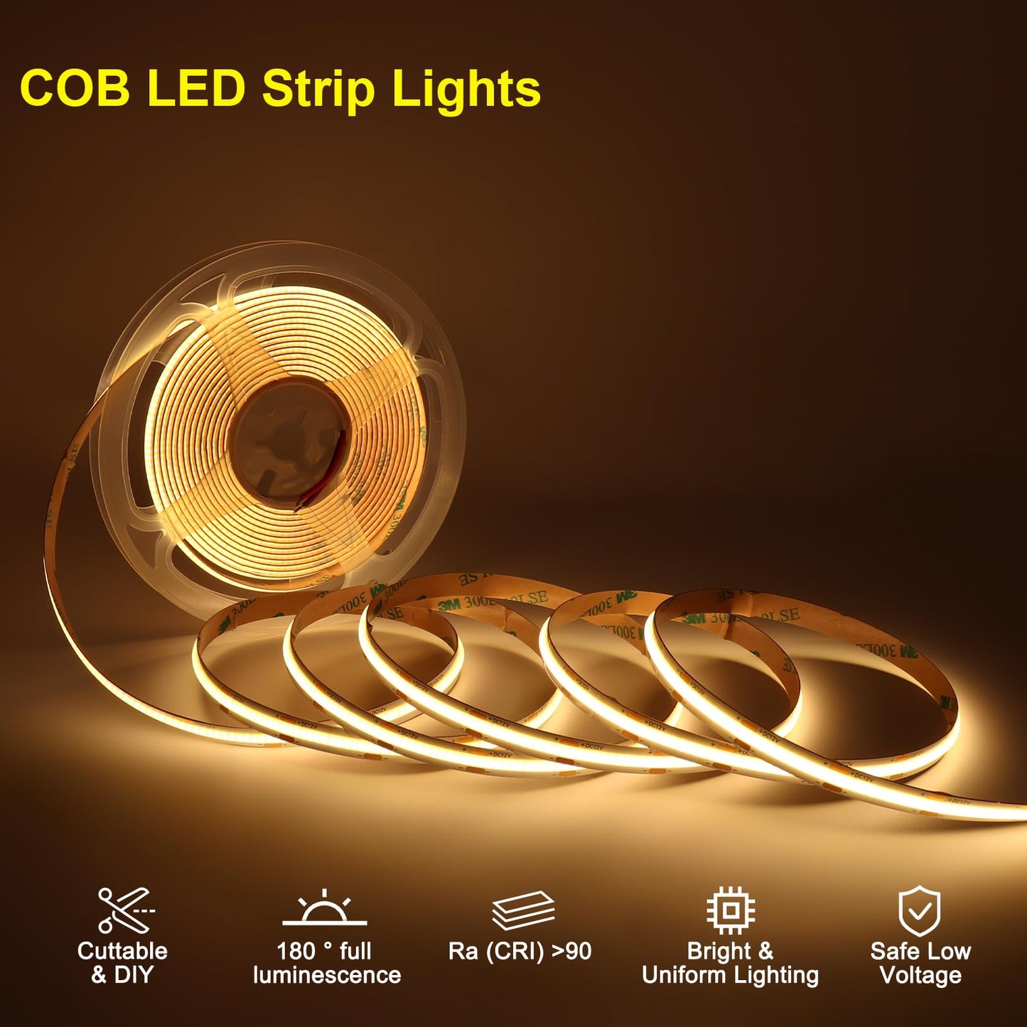 MALIIGAZA Intelligent Motion Sensor LED Stair Light Kit, 47.2 Inch Cuttable Strip, 3000K, Plastic, Model STEP-09-20S-WW-1.