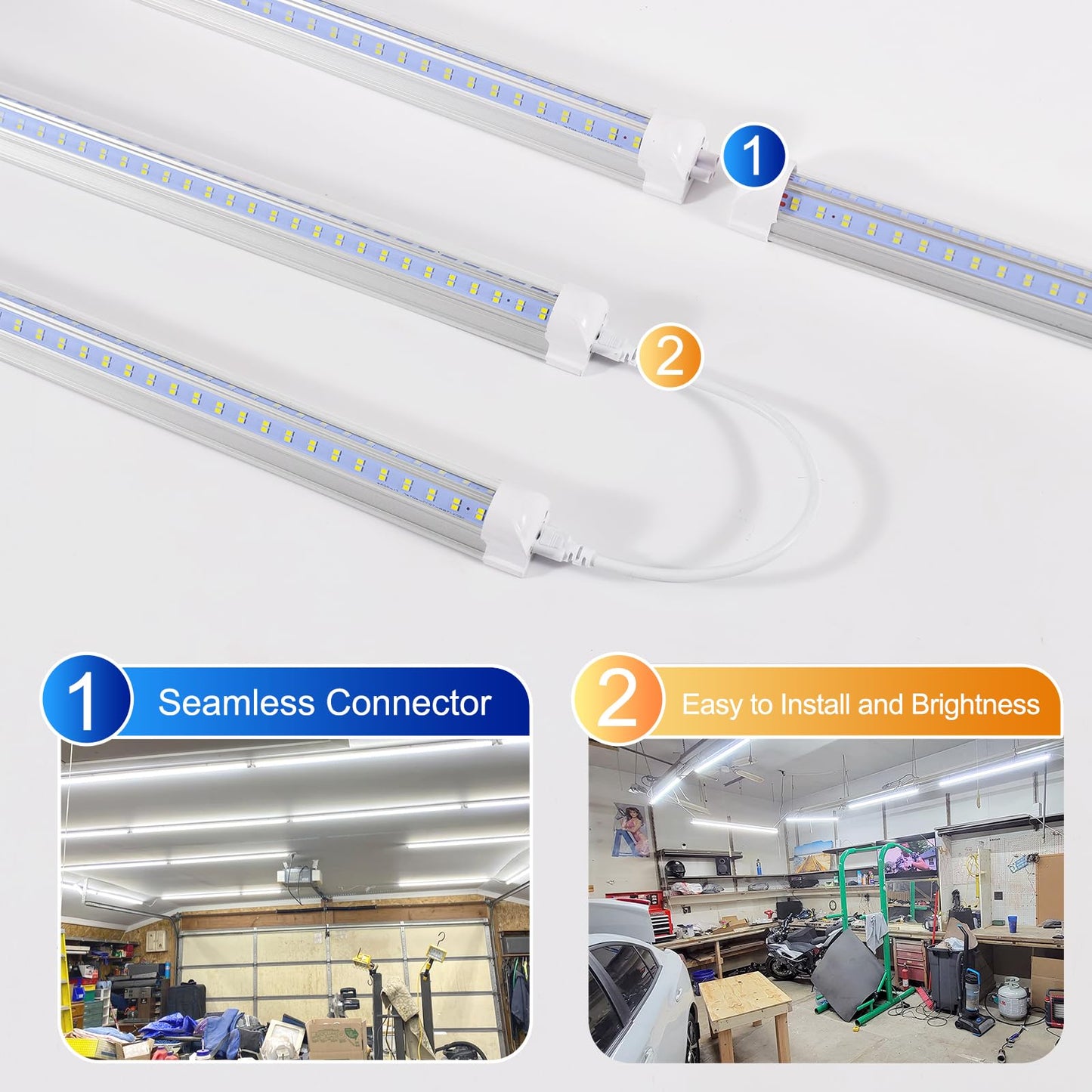 AQIQUUT 3FT Led Shop Light,3FT Lights 36W 6500K 5000LM Daylight,Led Shop Lights 110V Linkable Clear Cover Integrated V-Shape for Shop Garage Warehouse Workshop Commercial Bay Lighting(4-Pack)
