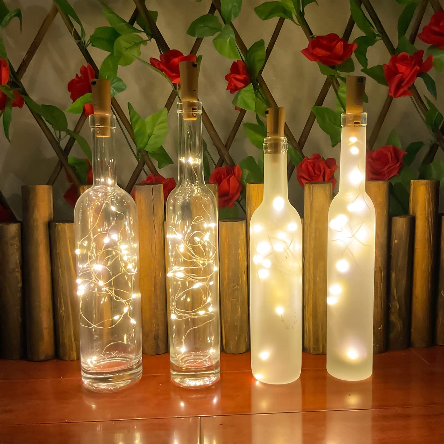 Etinga Dual Battery Pack Led Bottle Lights  6.6Ft 20Led Double The Lighting Time  For Indoor And Outdoor Use  For Christmas (15 Pack  Warm White(Dual Battery Pack))