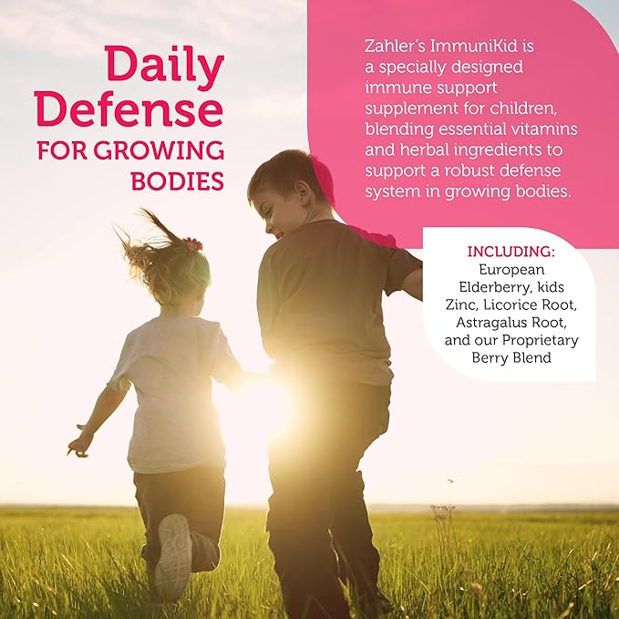 Zahler Kids Immune Support Supplement with Elderberry, Zinc and Vitamin C D3 A - Grape Flavored Chewable Tablets - Kosher for Kids Ages 4 and Up, 60 Count