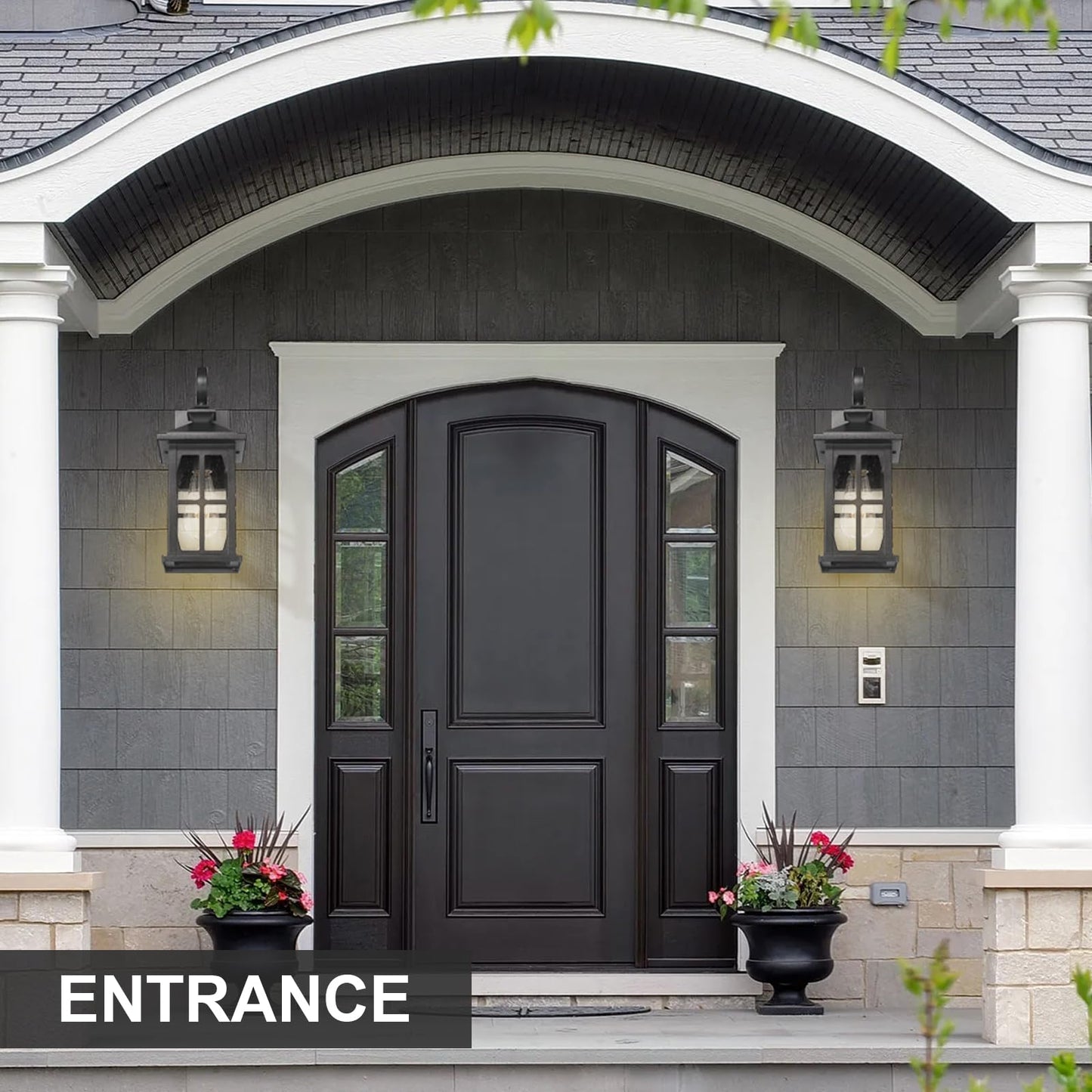 Darkaway Outdoor Light Fixtures Wall Mount  Outdoor Wall Lights Exterior Lighting Fixtures Waterproof Black Outside Wall Sconce With Seeded Glass For House Porch Hallway Garage Front Door