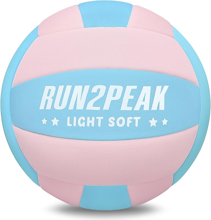 RUN2PEAK Super Soft Light Volleyball - Safe and Quiet Fabric Volleyball Ball for Indoor Play - Official Size 5 Kids Youth ...