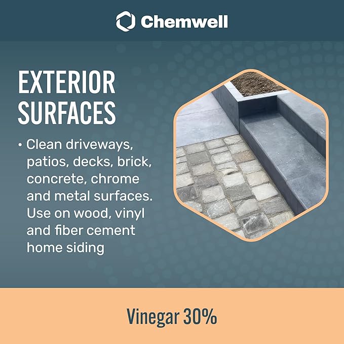 30% Vinegar 4 Gallons (4 Pack, 1 Gallon) - General Purpose All-Natural Multi-Surface Cleaner for Home, Patio & Commercial - High Performance, Powerful Concentrated Acetic Acid - Made in USA