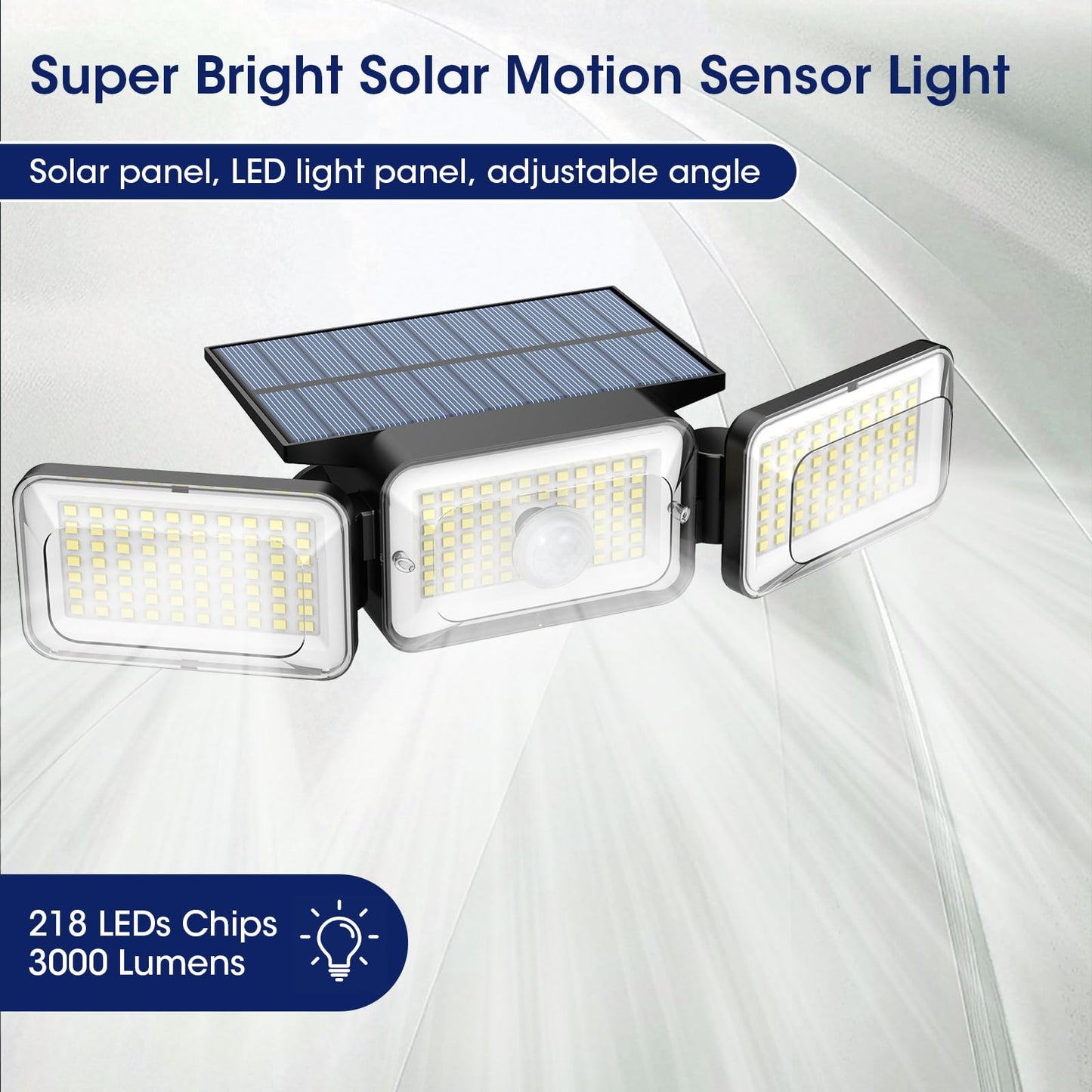 Mokot Solar Lights Outdoor, 3000LM, Motion Sensor & Remote Control, 4 Modes, 218 LEDs, 2 Pack, Black, Model NEWTBD-2
