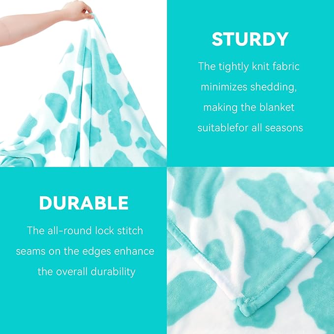 Blue Throw Blanket Soft Fleece Blankets Cyan Blue Lightweight Fuzzy Blanket Gifts Decor Stuff for Girls Women Teen Couch Bed