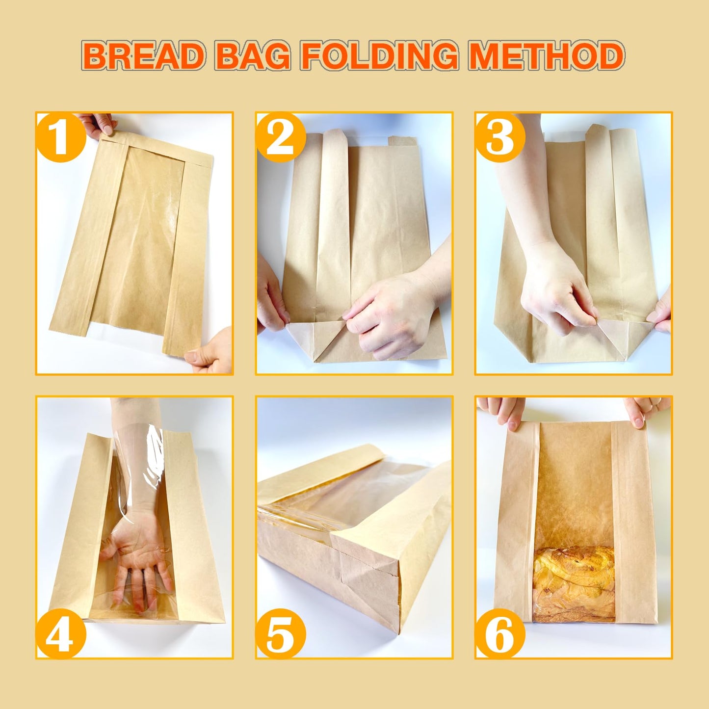 HiCivan 15.7x10.2x5.1in Extra Large Paper Bread Bags for Homemade Bread with Window&Sticker for Supersized Sourdough Bread, Oversized Bread Loaf, Baked Goods, Packaging for Gifting-Brown Kraft 50Pcs