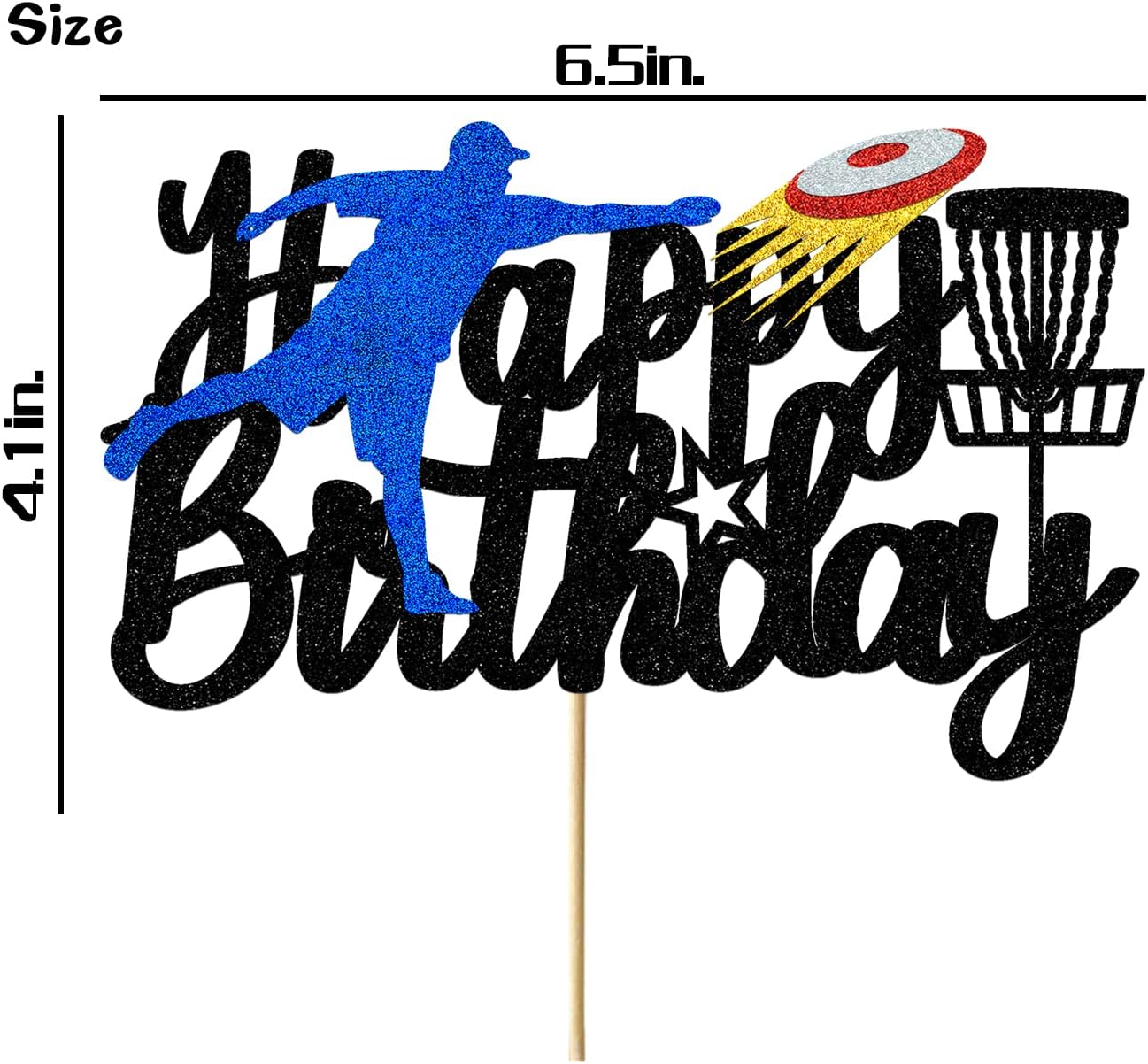 Disc Golf Cake Topper Decorations for Childer's Adults Glitter Happy Birthday Decoration Sports Theme Party Supplies