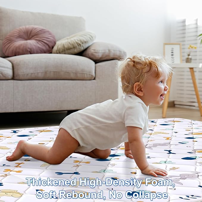 Premium Foam Baby Play Mat for Floor 79" X 71", Extra Large Soft Thicker Activity Playmats for Babies, Toddlers, Infants, Play & Tummy Time, Foldable & Machine Washable Baby Crawling Mat