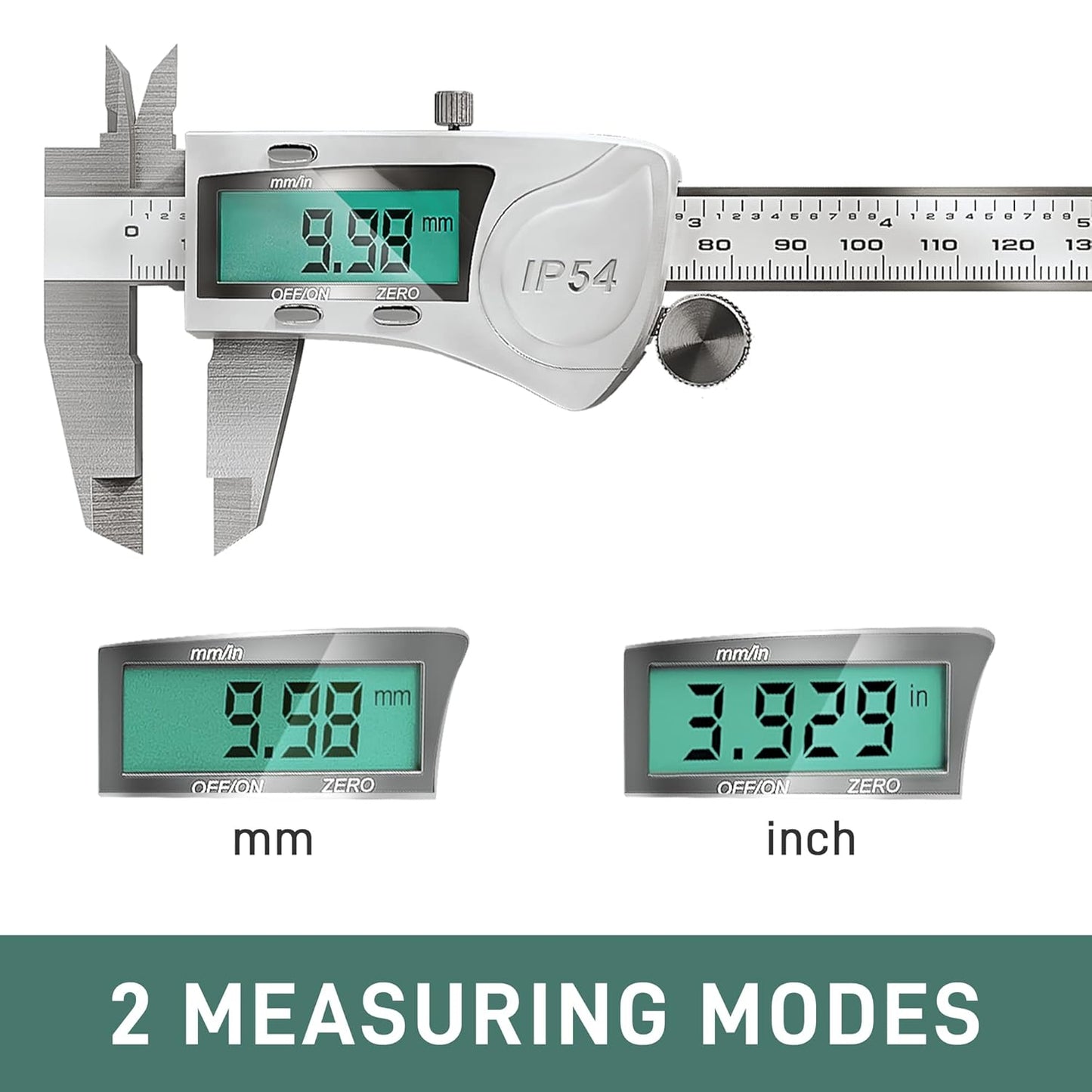 Electronic Digital Vernier Caliper Measuring Tool, IP54 Waterproof Electronic Micrometer Caliper, 150mm/0-6 inch Stainless Steel Vernier Caliper with Large LCD Screen, Inch Metric Conversion