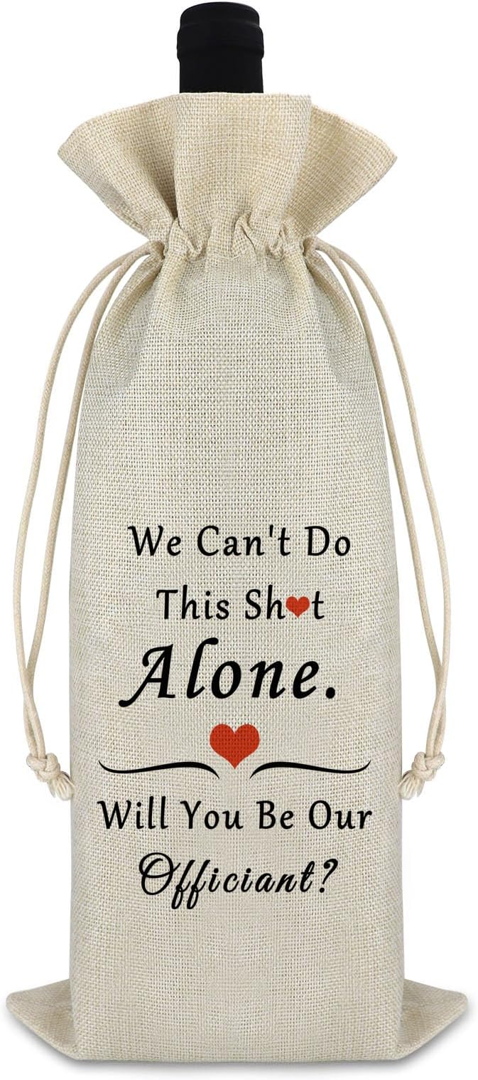 Officiant Gift Officiant Wine Bag Wedding Thank You Gift for Wedding Planner Wedding Decors Wedding Day Officiant Proposal Appreciation Gift for Wedding Planning Pastor Reusable Burlap Wine Wrap Bag