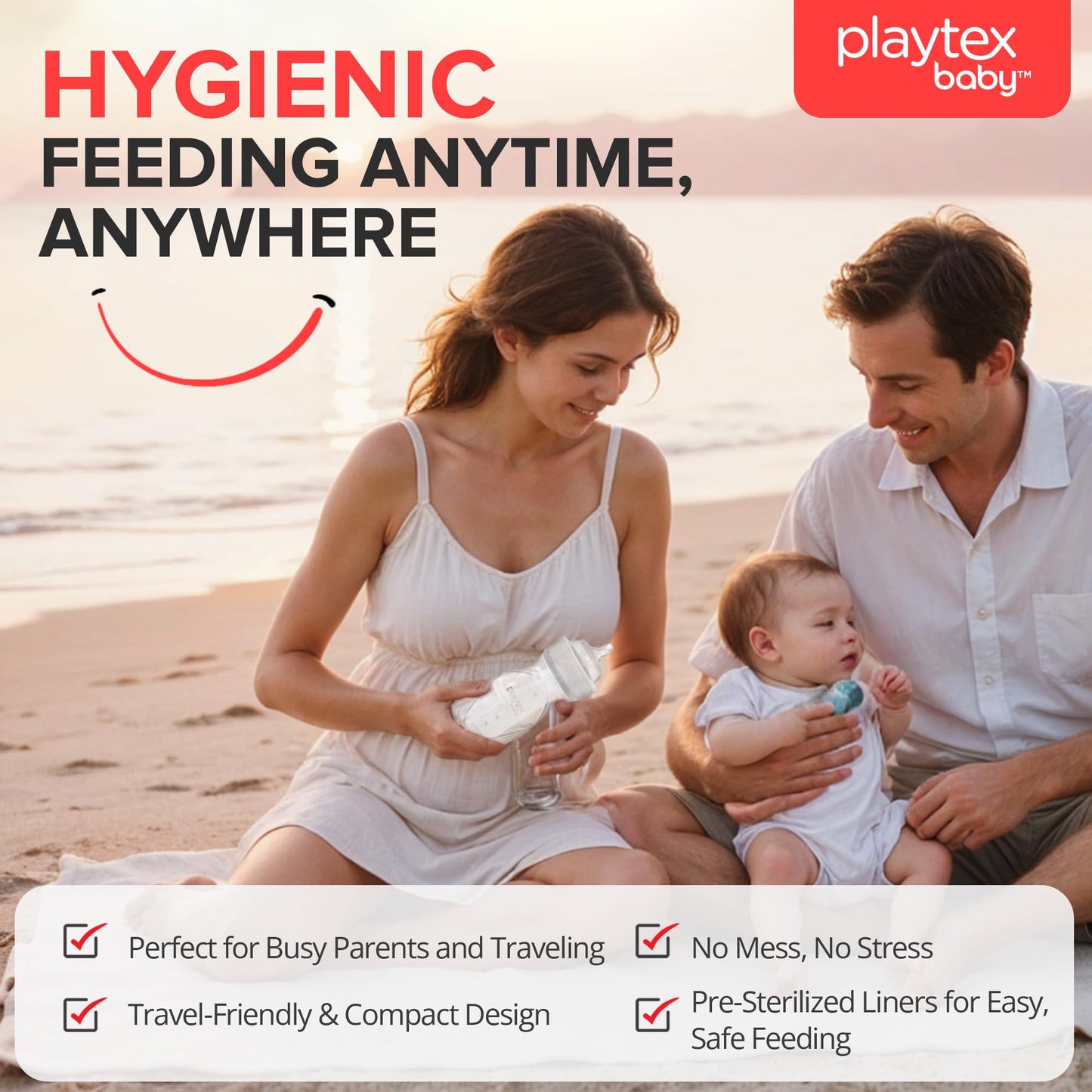 Playtex Baby Anti-Colic Nurser Bottle with Pre-Sterilized Disposable Drop-Ins Liners, 8 Oz Bottles (3 Count), Bottles for Newborn and Breastfeeding Babies, Feeding Essentials
