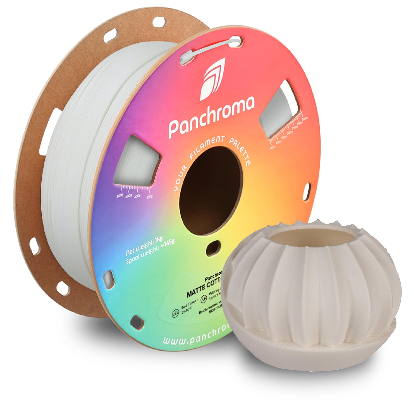 Polymaker Panchroma Matte PLA Filament, Matte Cotton White 1.75mm 1kg 3D Printing Filament, Formerly Polyterra Matte 3D Printer PLA Filament, Fit Most FDM 3D Printers, 1kg Spool (2.2lbs)
