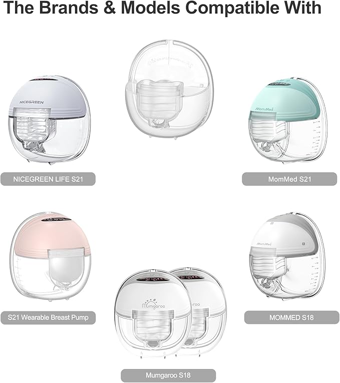 Wearable Breast Pump Accessories, Replacement Pump Parts Flange 24mm, Duckbill Valve, Silicone Diaphragm, Milk Collector Cup Compatible with MOMMED S18 S21