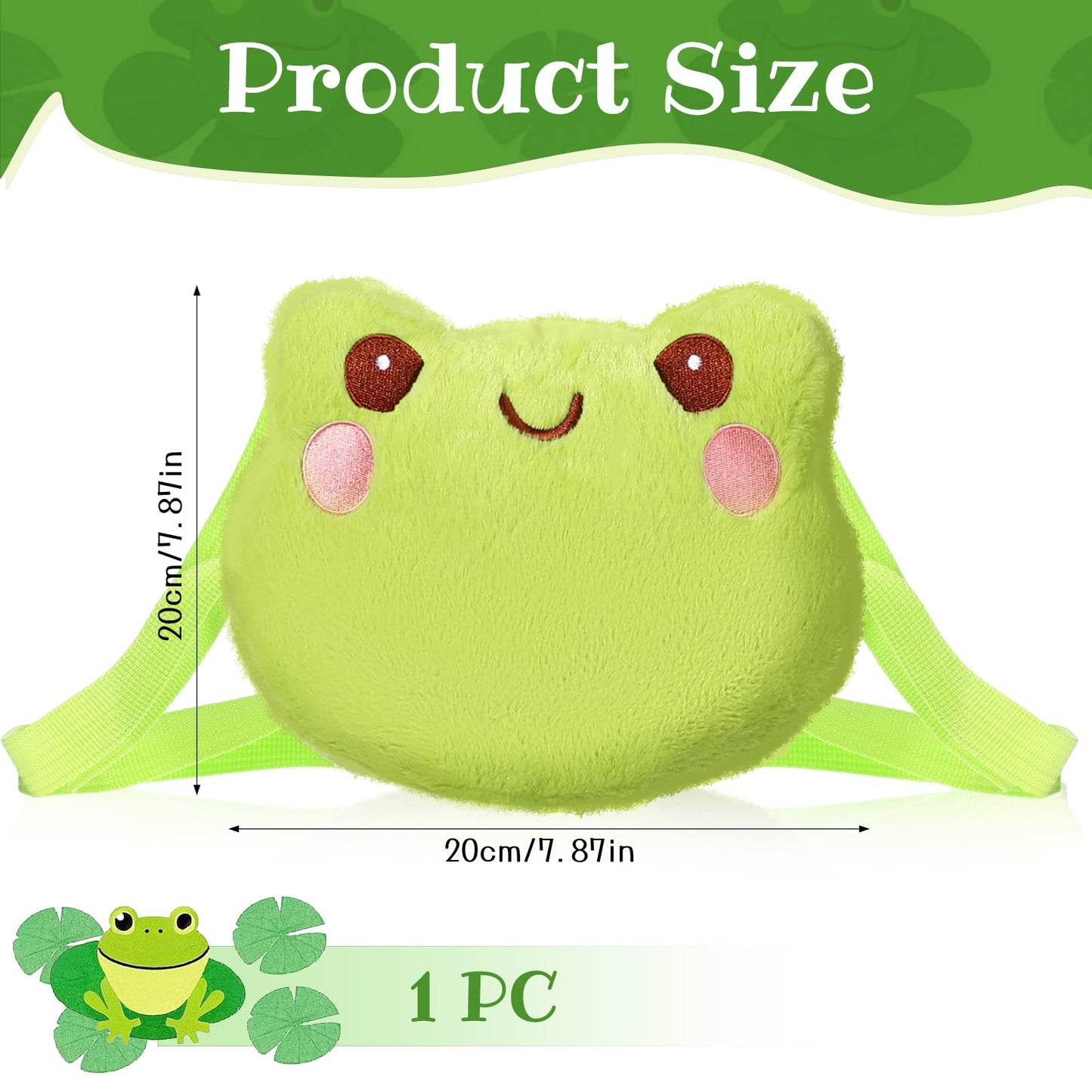 YBEATY Green Frog Crossbody Bag Cute Plush Animal Soft Backpack Shoulder Mini Cartoon Purse with Chain Strap Portable Practical Wallet Backpack for Women Adults Everyday Party Accessories