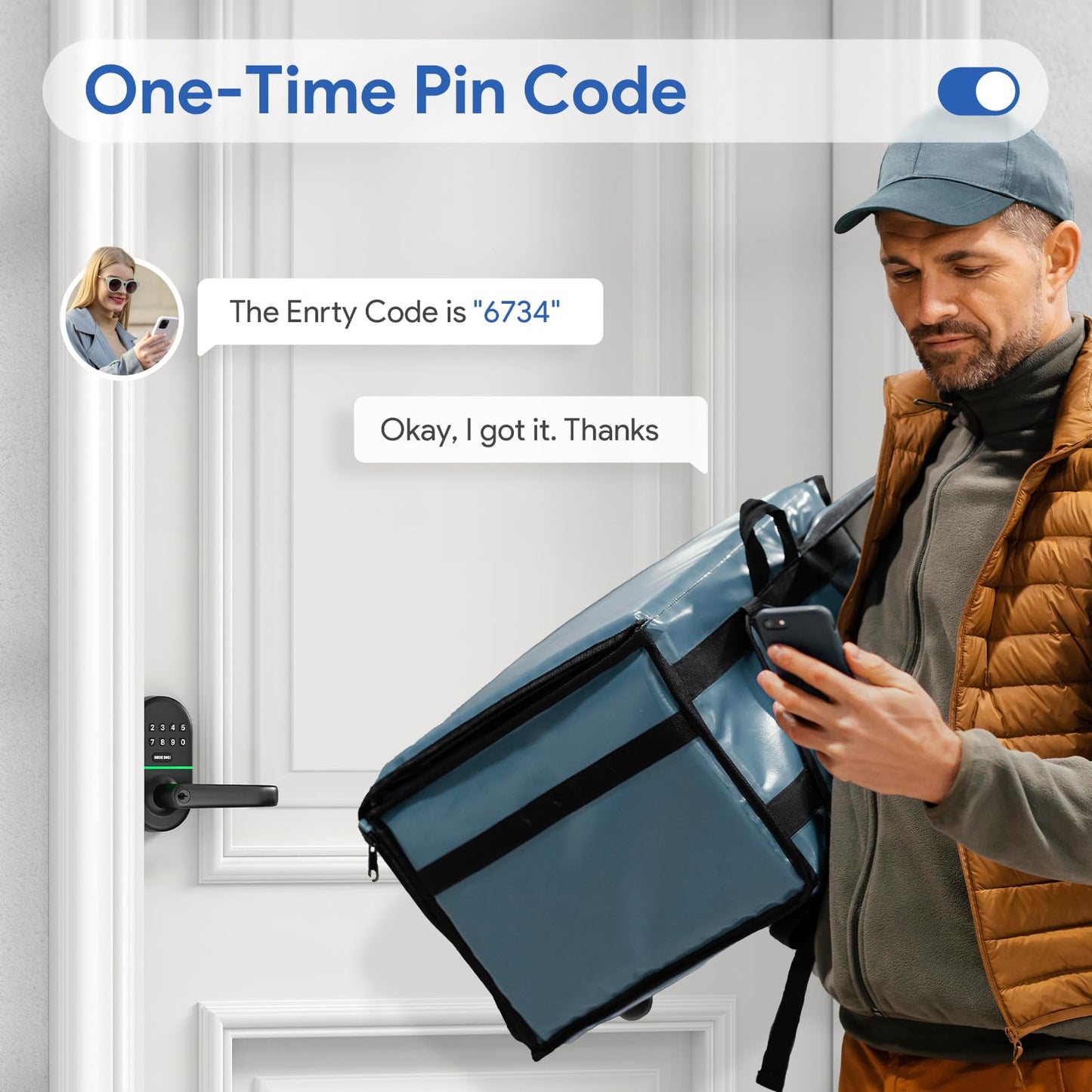 Smart Keypad Door Lock with Handle: NICE DIGI Keyless Entry Digital Lock for Front/Interior Door, Electronic Code Knob, Easy Installation