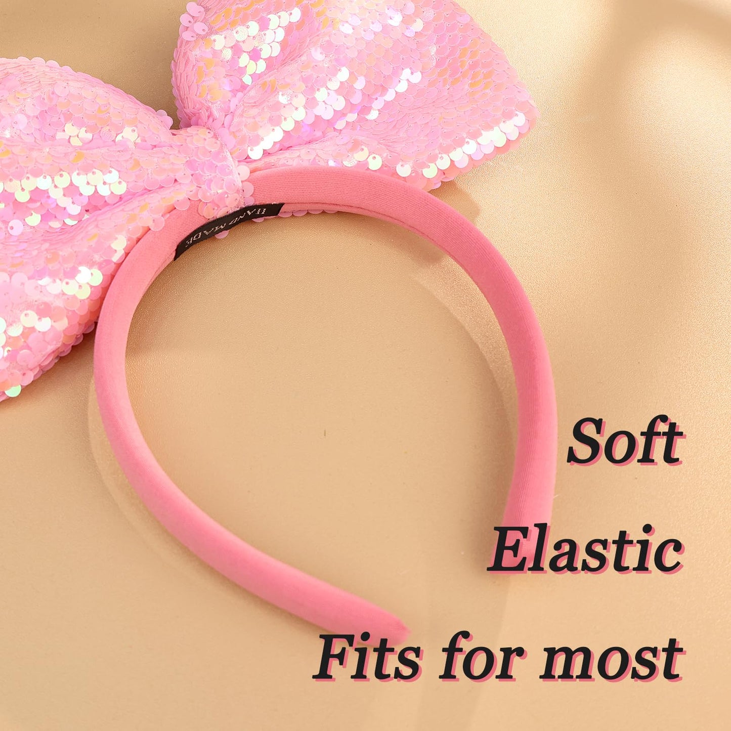 Yheahin Big Bow Headband for Women Soft Bow-Knot Hair Hoop with Sparkling Sequins Festival Costume Large Hair Bow Accessory (Pin