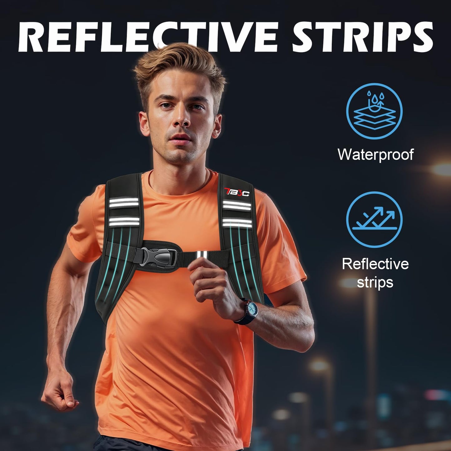TB3C Weighted Vest Woman, 8 LB Womens Weight Vest for Walking, Strength Training Weight Vests for Men, Reflective Stripe Fitness Vest for Workout Running Jogging
