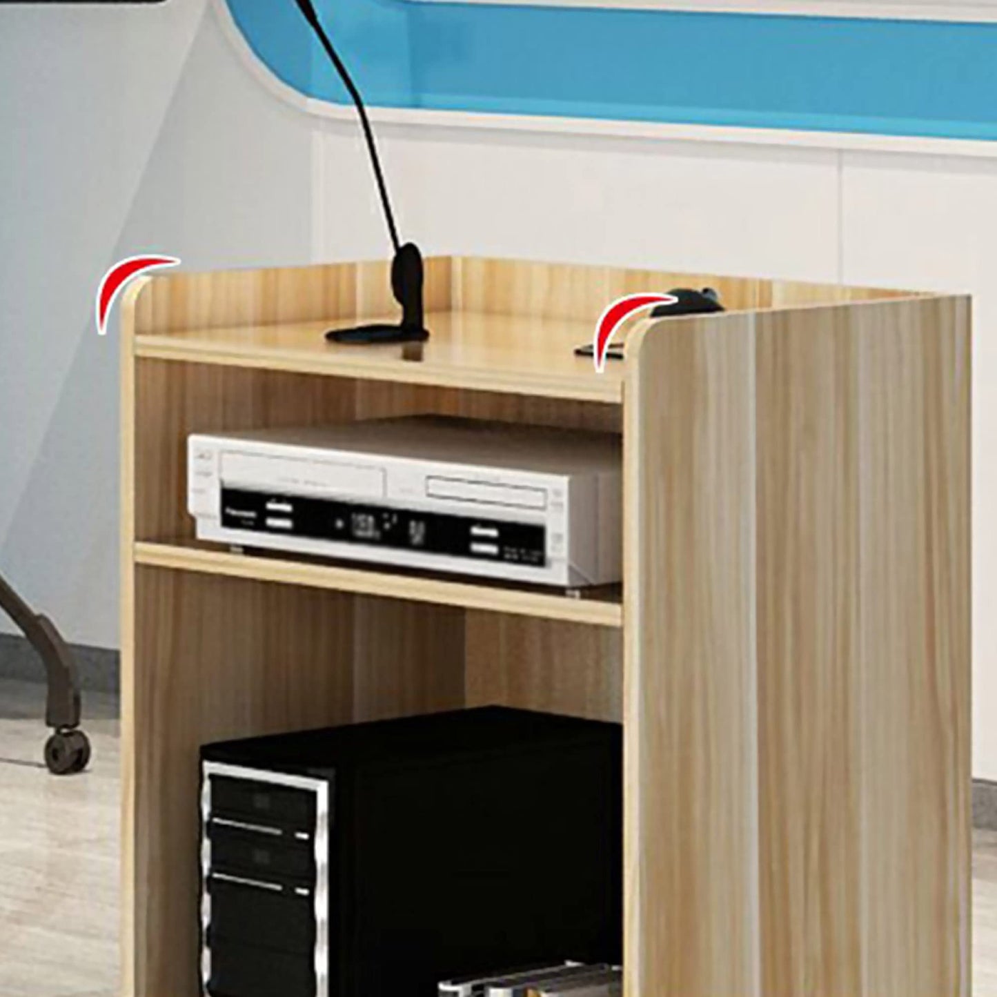 FAiruo Stand Up Lectern Podium,Standing Desk Host Stage Speaking Reading Table for Classroom with Wire Hole, Apply to Conference Auditorium/White/63x40x110cm