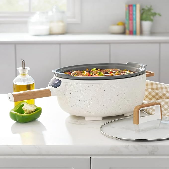 Pioneer Woman Electric Skillet with Detachable Handle – Nonstick 12-Inch Electric Frying Pan, Adjustable Temperature Control, Easy Cleanup, Stylish Floral Design, Compact Storage