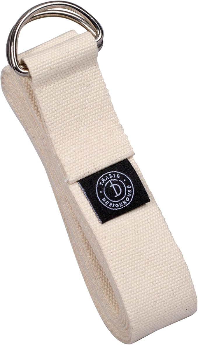Tharie Organic Cotton Yoga Strap, GOTS Certified, Adjustable D-Ring, Soft & Durable Stretching Strap for Yoga, Pilates & P...