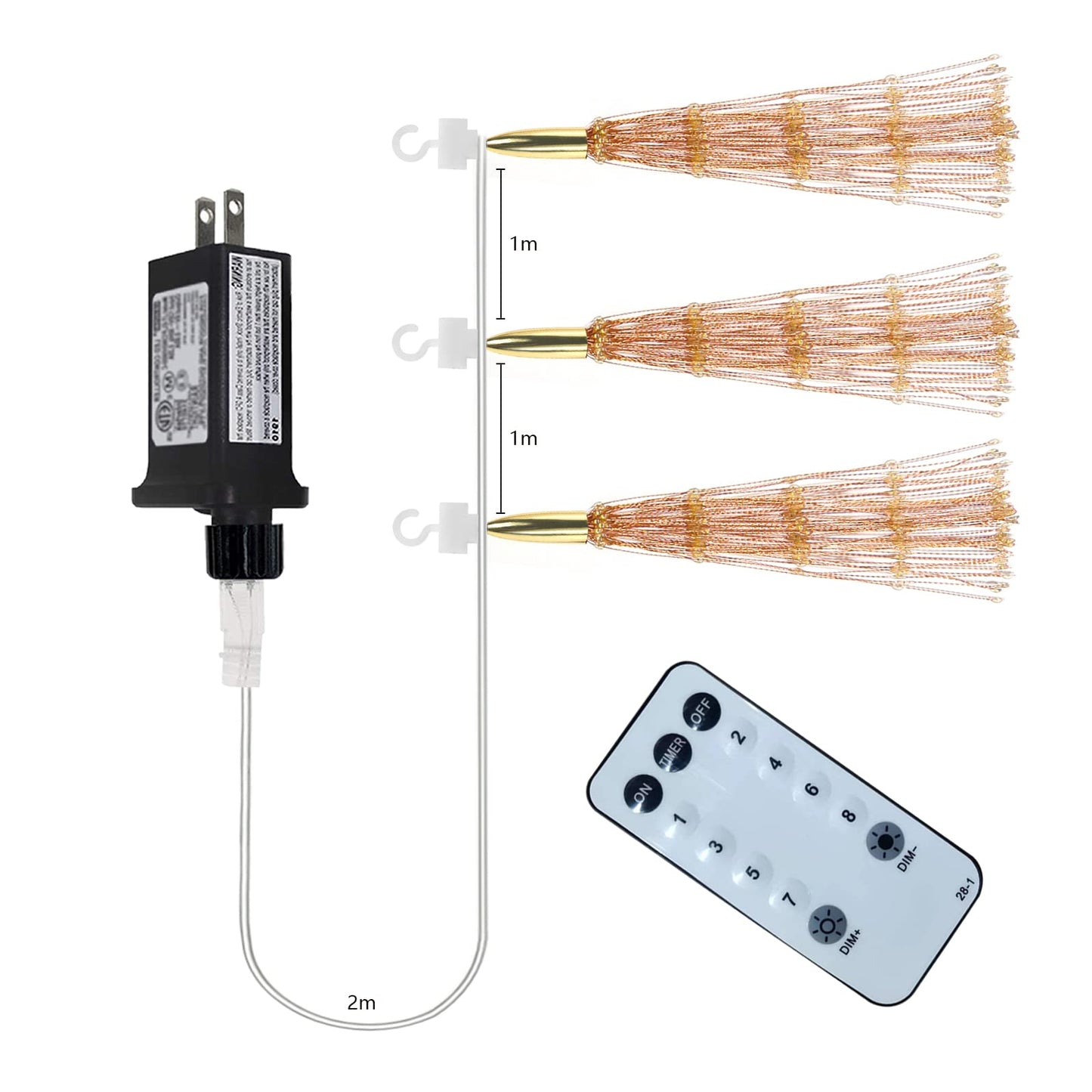 PXBNIUYA 3 Pack 600 LED Plug-in Starburst Lights, Waterproof Fairy Lights with Remote Control, Warm White, Copper Wire