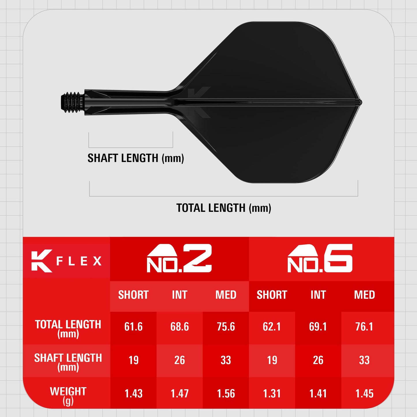 Target Darts K Flex Integrated Dart Flights And Shafts  No.2 Black (Intermediate) | Pack Of 3 K-Flex - No2  Kflex All In One Moulded Dart Flight & Stem | Professional Dart Accessories