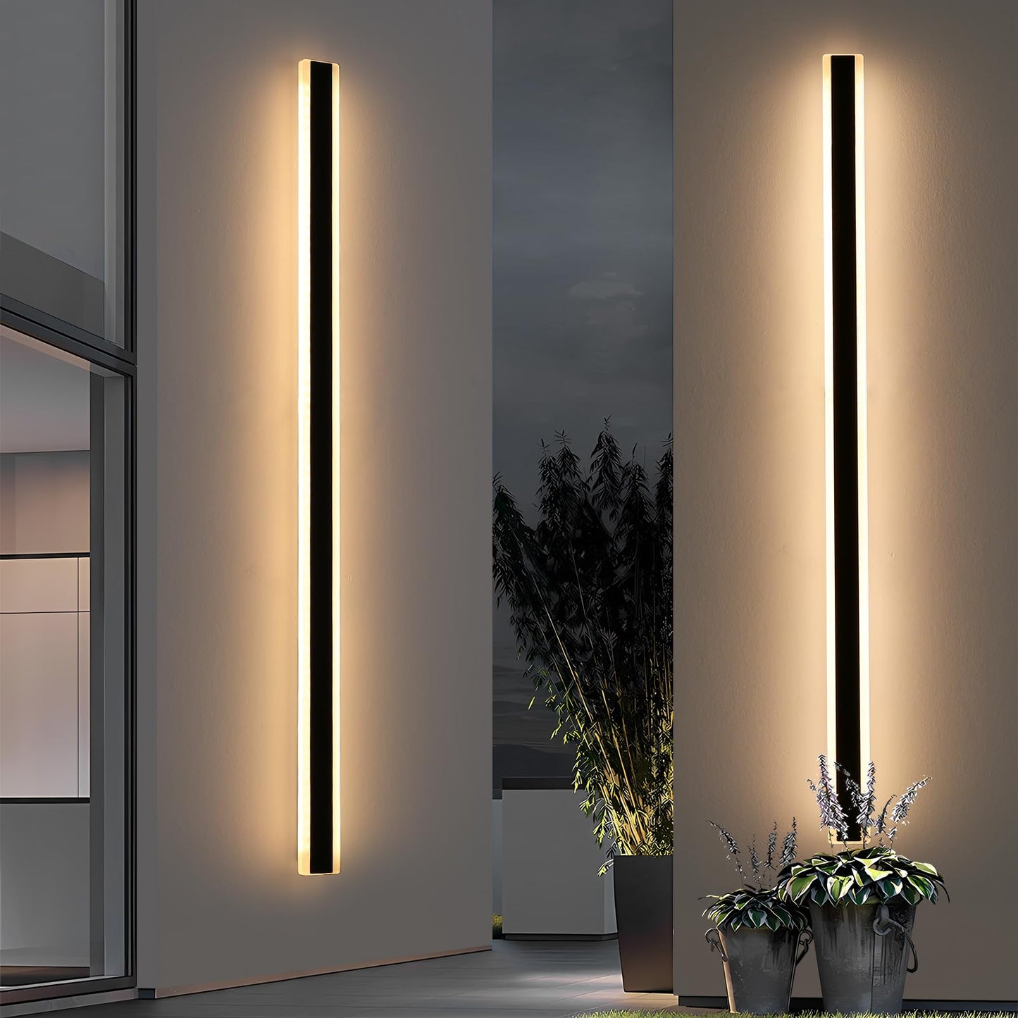 Mikeru 2Pack 71Inch Long Led Wall Light Fixtures  3000K Modern Outdoor Lights Exterior For House Ip65 Waterproof Rust Outdoor Light Fixtures Hardwire Wall Mount Exterior Lighting For Shop Garage