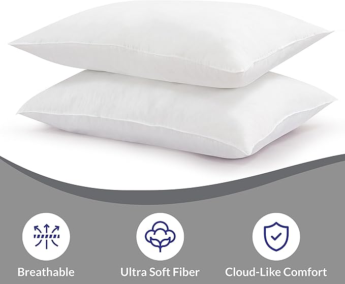 ROYALE LINENS Pillows Queen Size Set of 2 - Bed Pillows for Sleeping - Cooling Pillow for Back, Stomach or Side Sleepers - Down Alternative Queen Pillows - Soft Hotel Quality (20x30 Inches, Pack of 2)