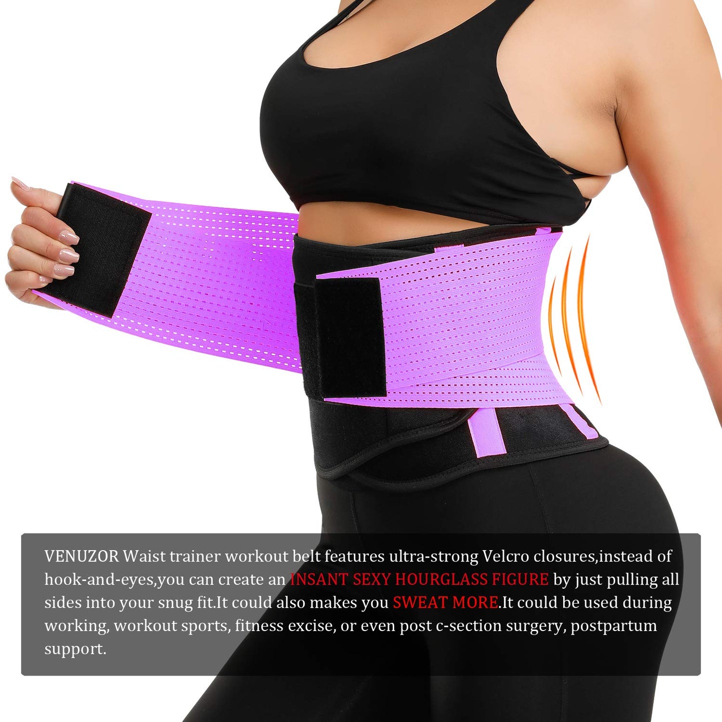 VENUZOR Waist Trainer Belt for Women - Waist Cincher Trimmer - Slimming Body Shaper Belt - Sport Girdle Belt (UP Graded)(Purple,M)
