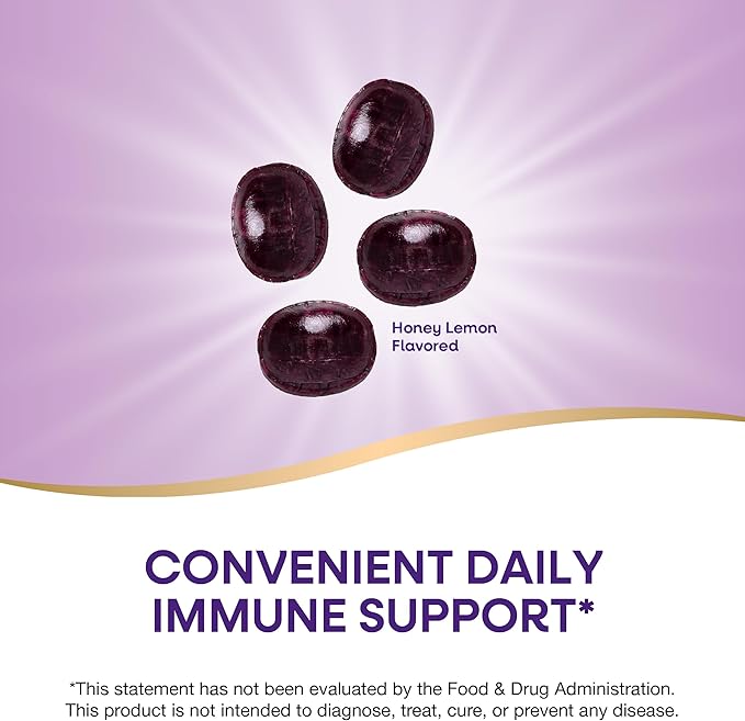 Nature's Way Sambucus Immune Lozenges, Zinc, Vitamin C, Elderberry, Immune Support*, USDA Organic, Honey Lemon Flavor, 24 Lozenges (Packaging May Vary)