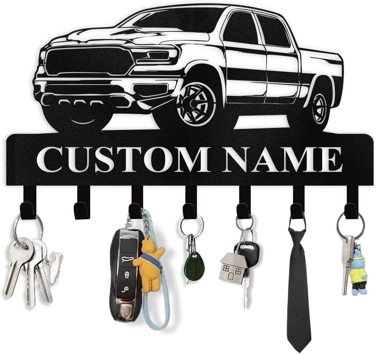 Personalized Key Holder Wall Mount - Custom Car Key Holder for Wall, Metal Coat Rack Hook Organizer, Wall Metal Decor for Living Room Hallway Office, Home Decor, Housewarming Gifts