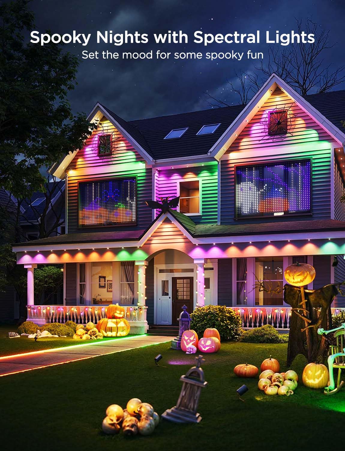 Govee Outdoor Lights Pro, 200ft, 120 RGBIC LED, IP67 Waterproof, Works with Alexa/Google Assistant, Black, Model H706C