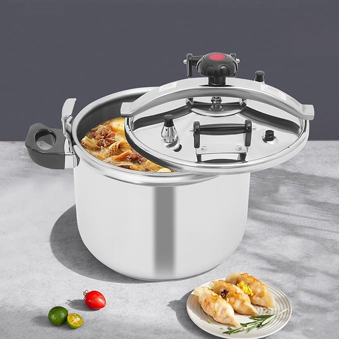 42.3QT Stainless Steel Pressure Cooker, 60Kpa Large Steamer Cooking Pressure Canner, Safety Valves, Compatible with Induction and Gas Stovetops for Family or Commercial