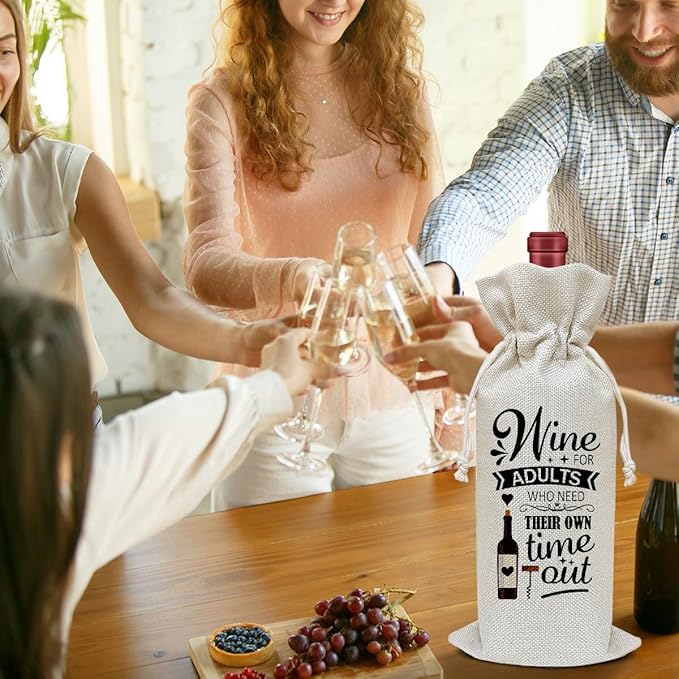 Funny Wine Bag, Funny Gifts Birthday Gifts for Women Men Coworkers Friends Sister Boss, Party Favor Wine Champagne Gift Bag With Drawstring -18