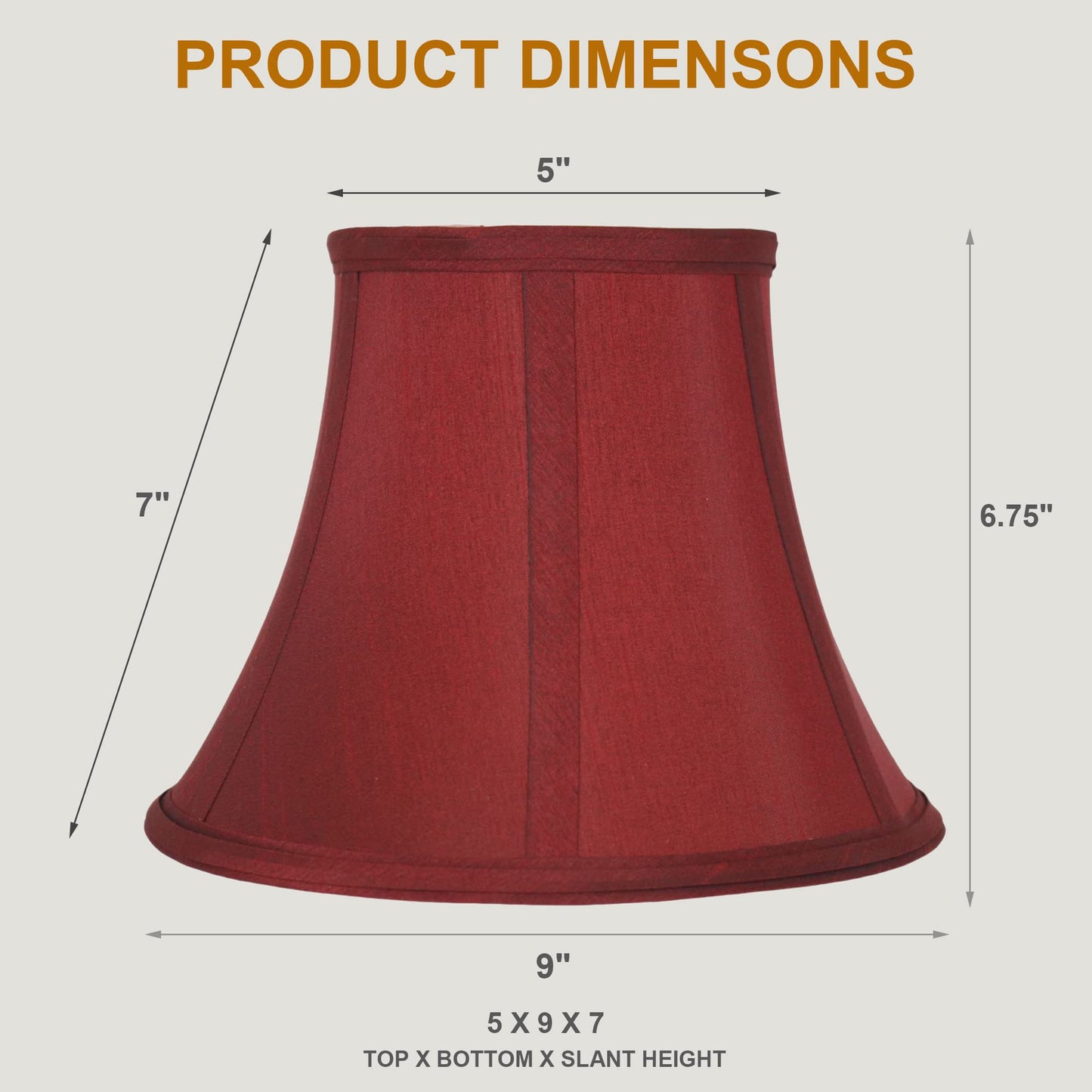 Urbanest Softback Bell Lampshade, Faux Silk, 5X9X7, Bur dy, Spider-Fitter