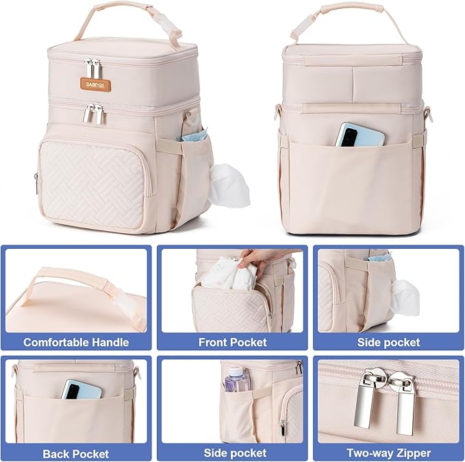 Breastmilk Cooler Bag with Ice Pack Fits 6 Baby Bottles Up to 9 Ounce