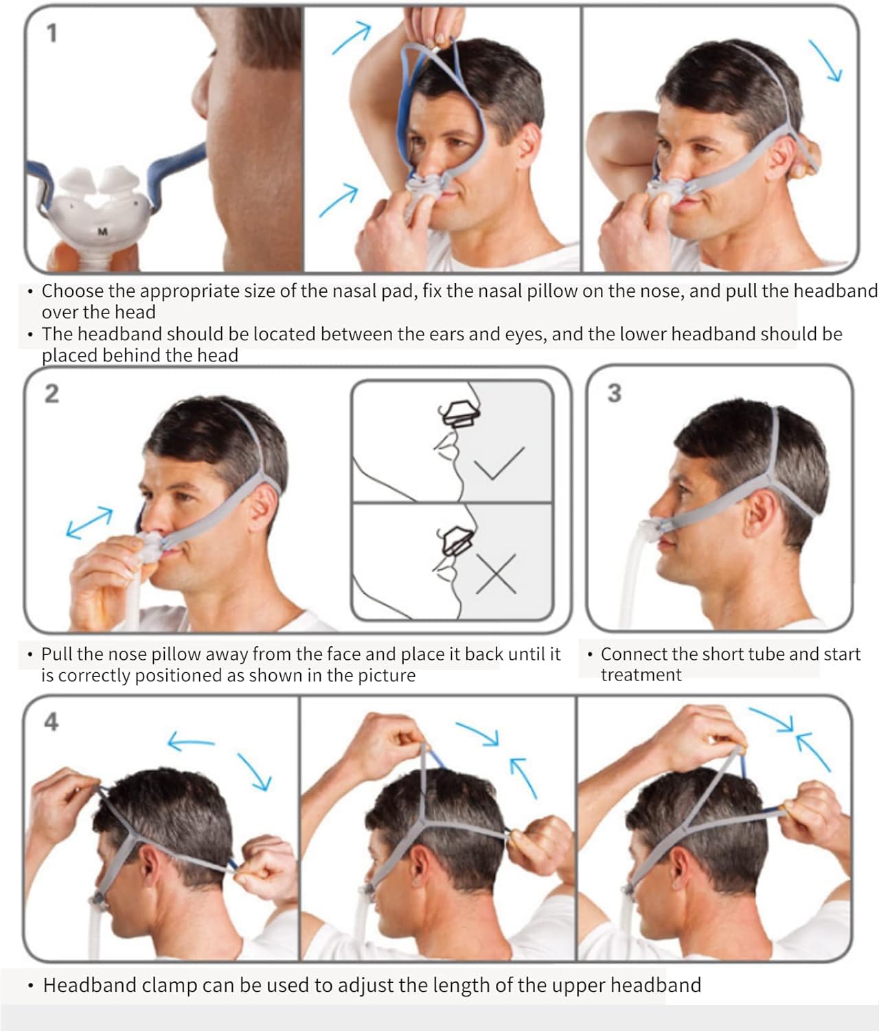 p10 Nasal Pillow Assembly Kit for p10, Includes Tube Frame, Medium, Large, Small Pillows and Adjustable Strap