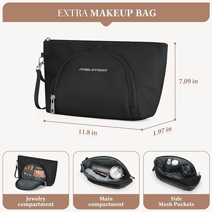 Maelstrom Gym Bag for Women,40L Travel Duffel Bag with Shoes Compartment and Wet Pocket,Waterproof Carry On Weekender Bag,Sport Gym Tote Bags Swimming Yoga, Hospital Holdalls-Black