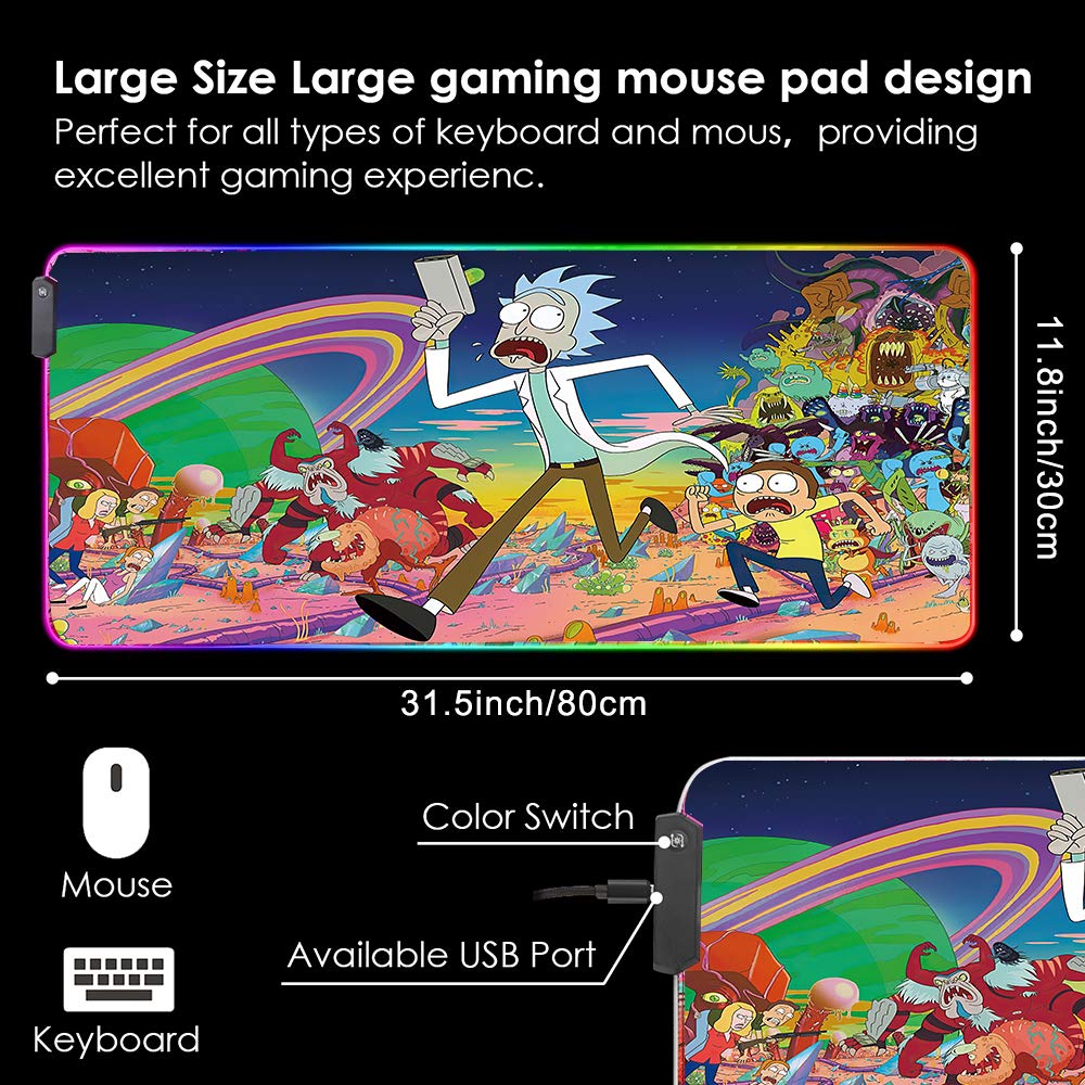 Envysun RGB Gaming Mouse Pad XXL (800x300mm) - Non-Slip Rubber Base, Smooth Surface, 10 LED Modes, Micro-USB | Computer Carpet Desk Mat for PC, Laptop, Gaming Accessories