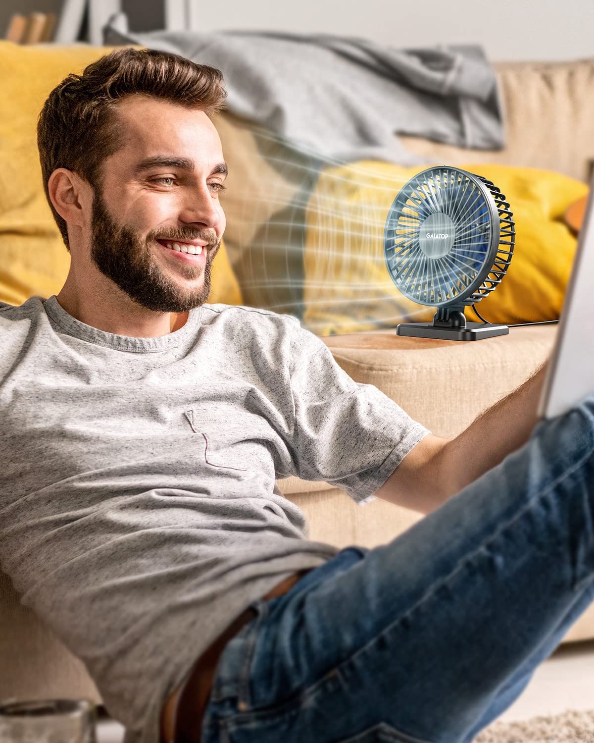 Gaiatop Usb Desk Fan, Small But Powerful, Personal Portable Quiet 3 Speeds, Adjustable Mini Table Desktop Fan For Cooling Home O