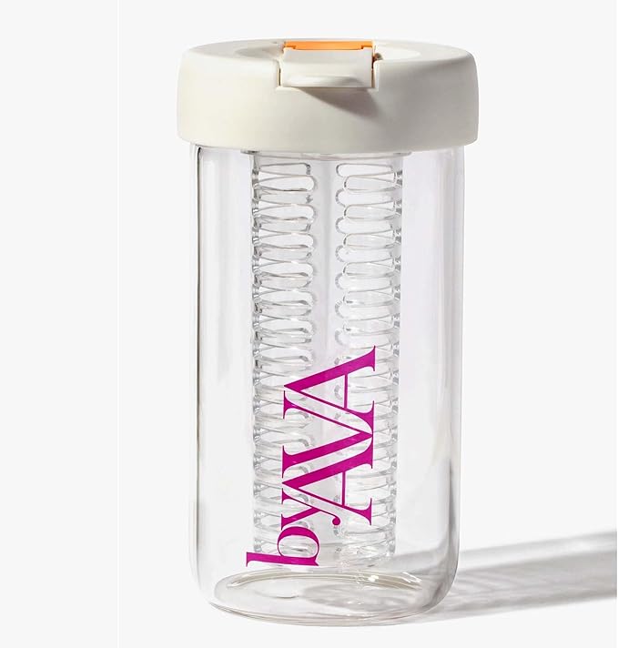 Premium Glass Water Bottle with Infuser & Straw | 16oz, 450ml infusion water bottle fruit infuser Foldable Straw Reusable Water Bottles Glass tumbler with straw